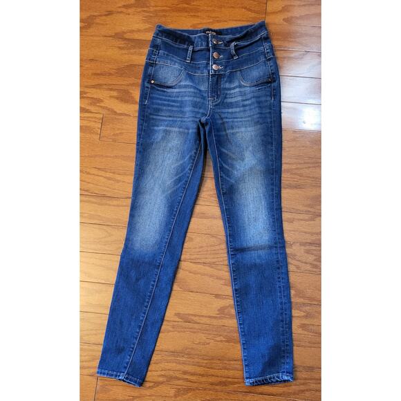 Refuge Jeans Womens Size 0 Skinny Blue Denim Stretch 3 Buttons Closure - Picture 9 of 9